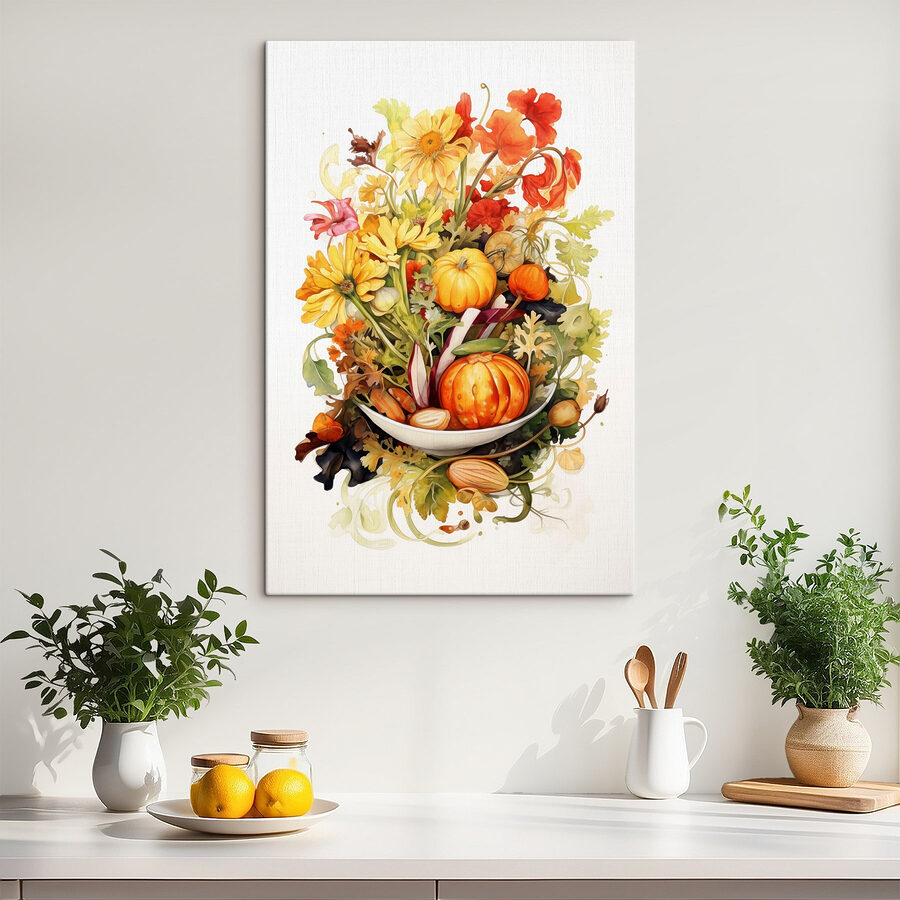 Aquarel van groenten en bloemen