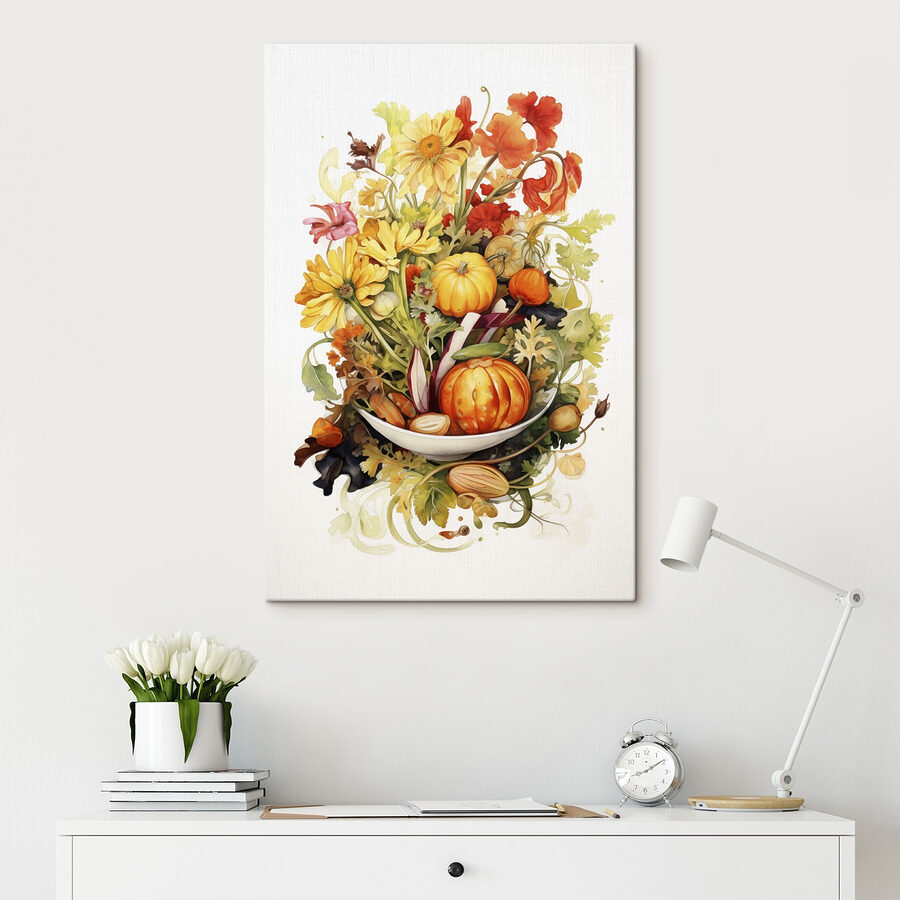 Aquarel van groenten en bloemen