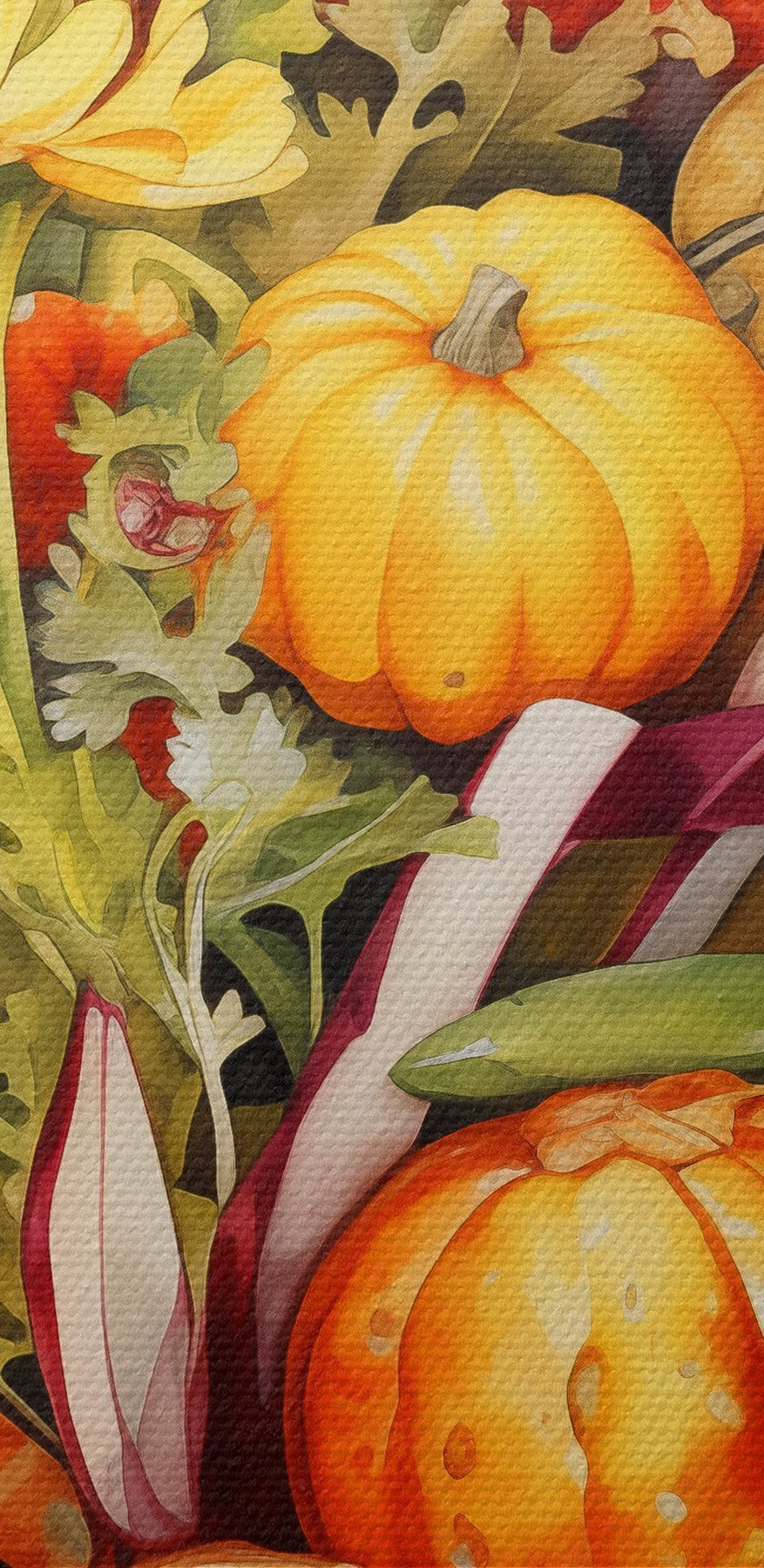 Aquarel van groenten en bloemen