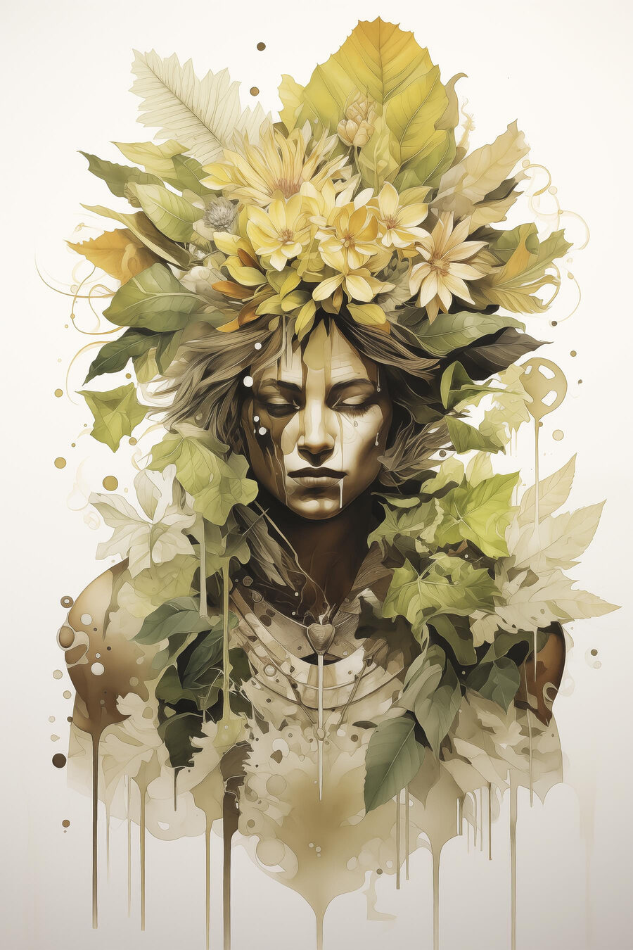 Vrouw met bloemen in haar haar