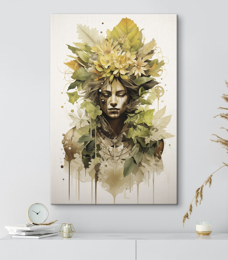 Vrouw met bloemen in haar haar