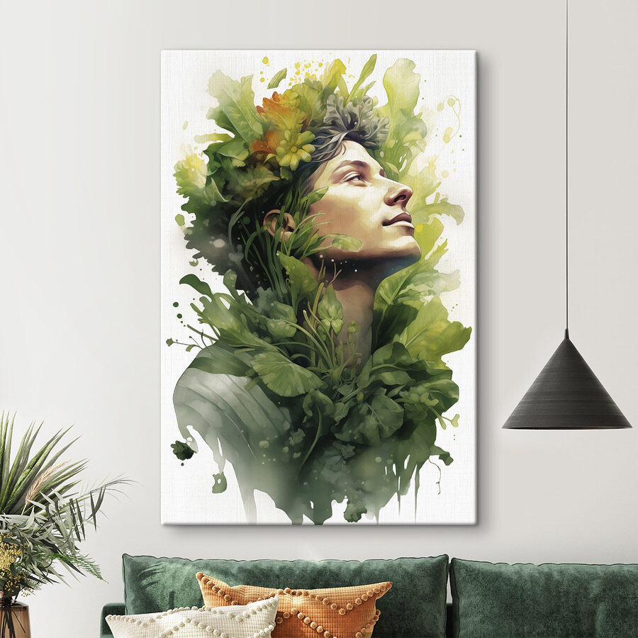 Man met bloemen in zijn haar