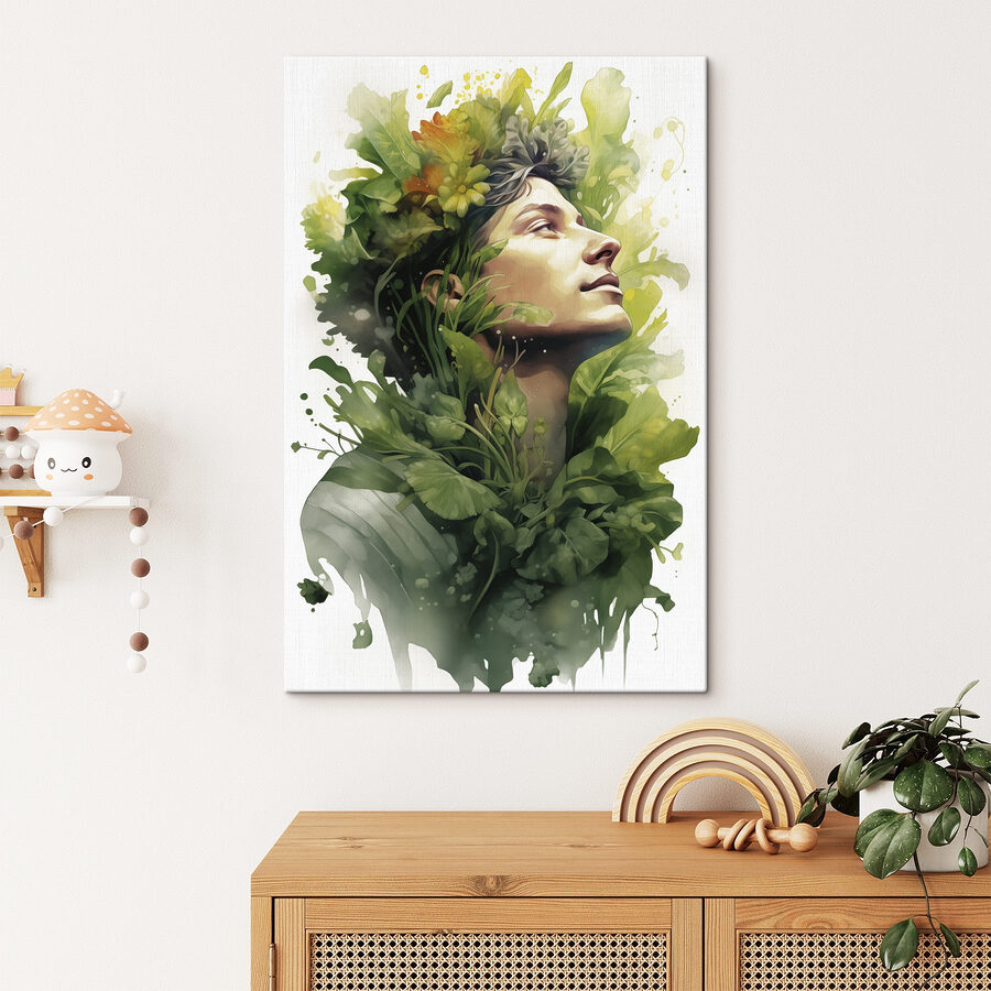 Man met bloemen in zijn haar