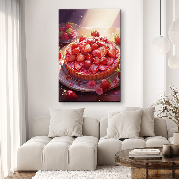 Aardbeientaart op een bord Aardbeientaart op een bord