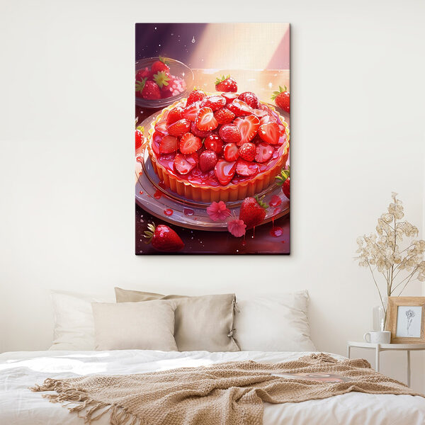 Aardbeientaart op een bord Aardbeientaart op een bord