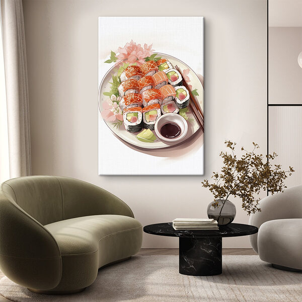 Bordje sushi met stokjes Bordje sushi met stokjes