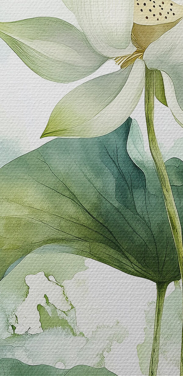 Painting of white flowers and green leaves Painting of white flowers and green leaves
