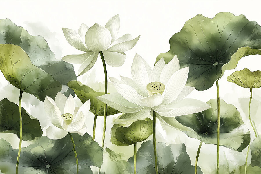 Groep witte bloemen met groene bladeren Groep witte bloemen met groene bladeren