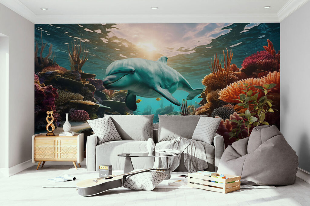 Dolphin swimming in the ocean Dolphin swimming in the ocean