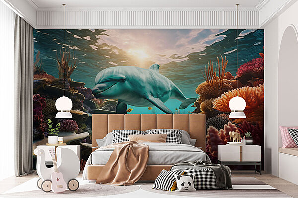 Dolfijn zwemmend in de oceaan Dolfijn zwemmend in de oceaan