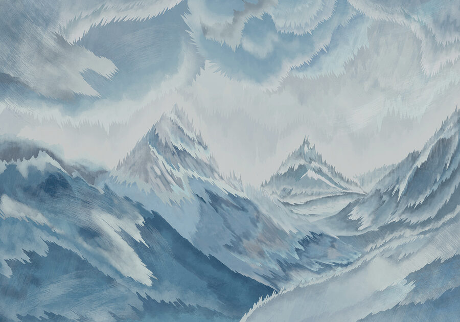 Schilderij van bergen en wolken Schilderij van bergen en wolken