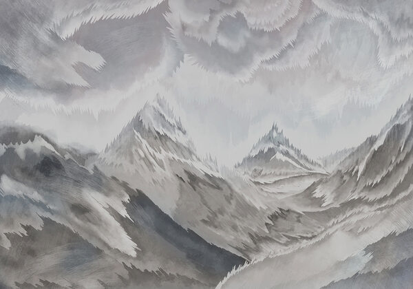 Schilderij van bergen en wolken Schilderij van bergen en wolken