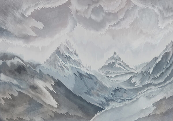 Schilderij van bergen en wolken Schilderij van bergen en wolken