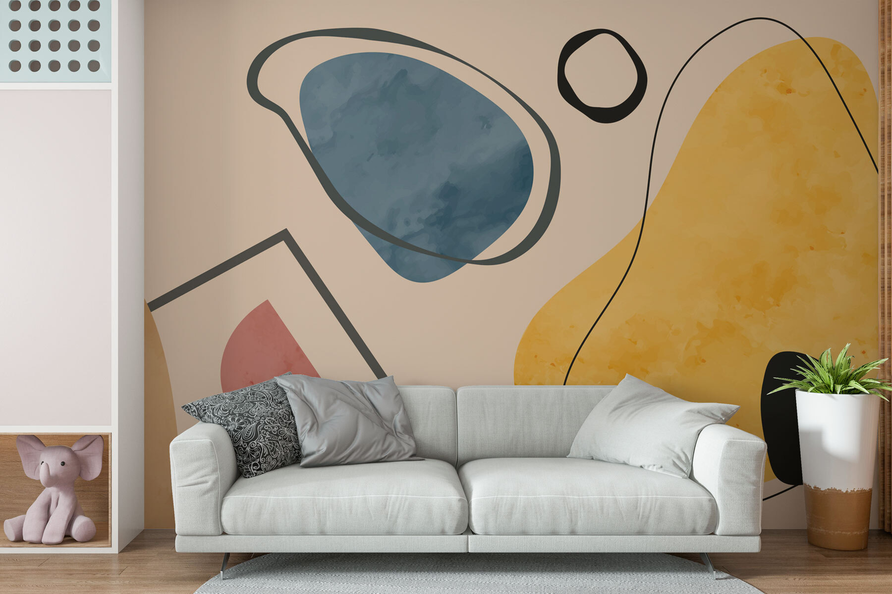 Colorful shapes and lines