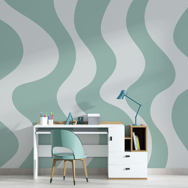 Groene en witte golvende lijnen Groene en witte golvende lijnen