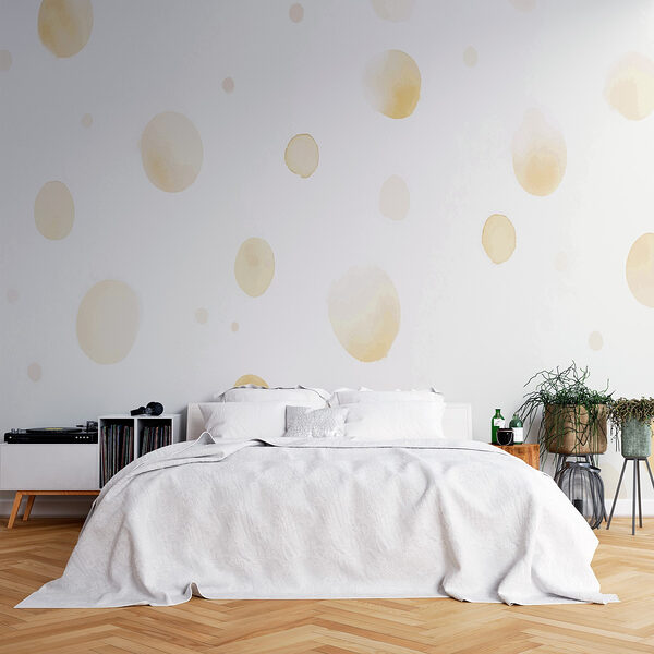 Behang met witte en gele stippen Behang met witte en gele stippen