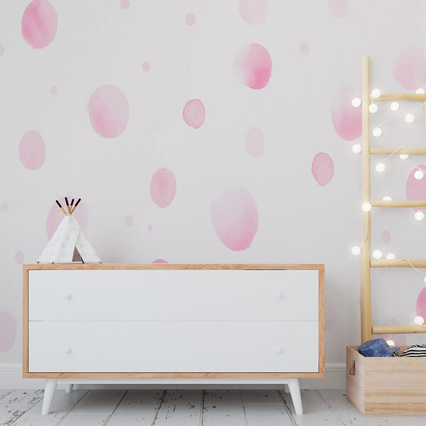 Roze en wit stippenbehang Roze en wit stippenbehang