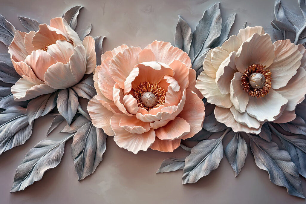 Groep bloemen met bladeren Groep bloemen met bladeren