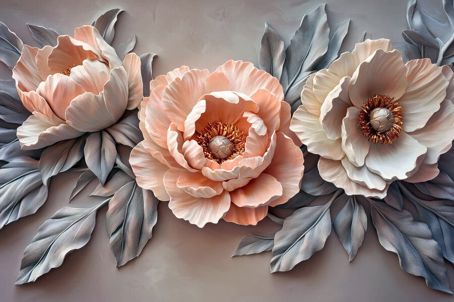 Groep bloemen met bladeren