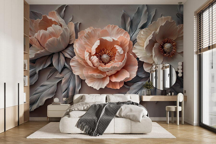 Groep bloemen met bladeren