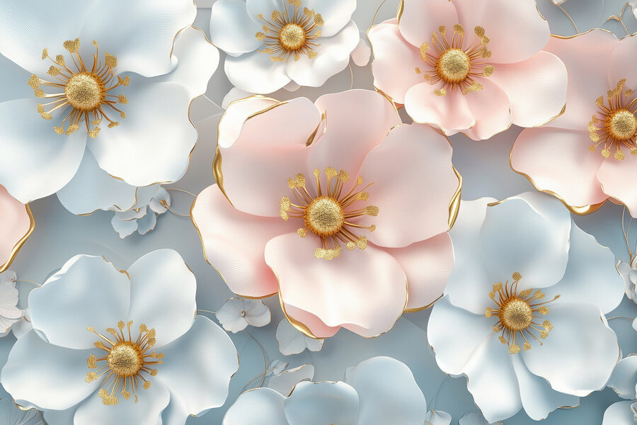 Groep witte en roze bloemen