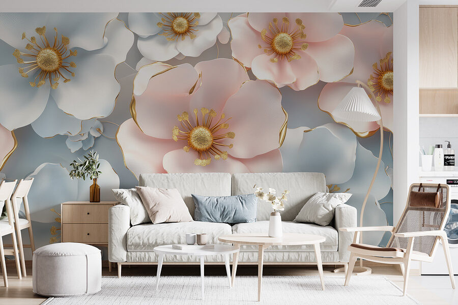 Groep witte en roze bloemen