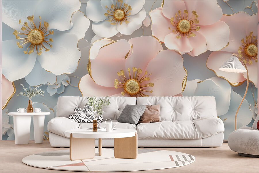 Groep witte en roze bloemen