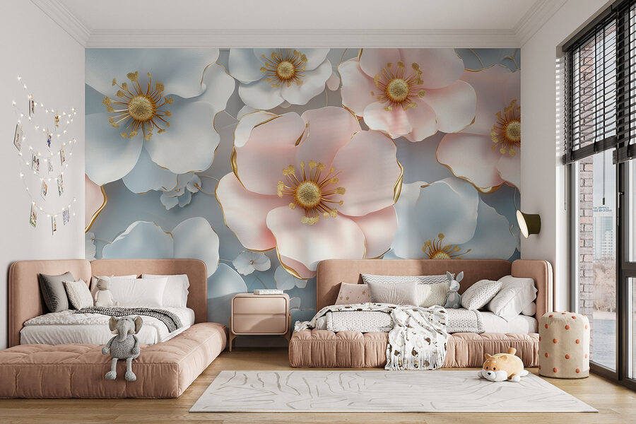 Groep witte en roze bloemen