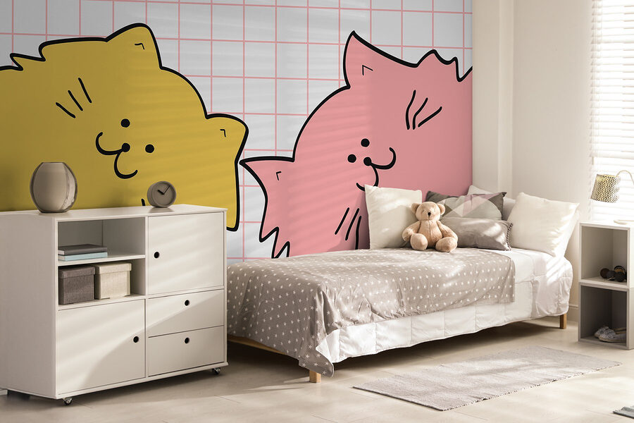 Gele en roze kat