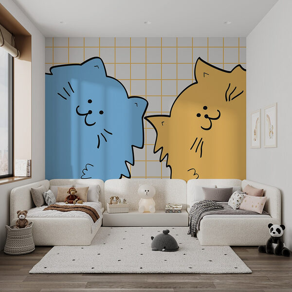 Blauw met gele kat Blauw met gele kat