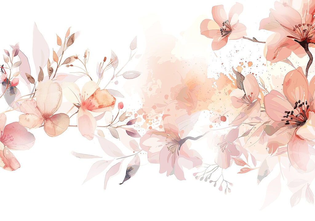 Schilderij van bloemen en bladeren Schilderij van bloemen en bladeren
