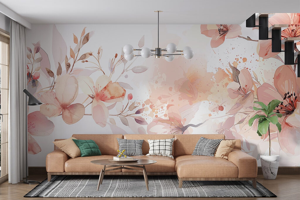 Painting of flowers and leaves