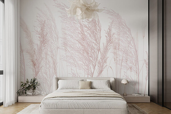 Groep gras met roze bloemen Groep gras met roze bloemen