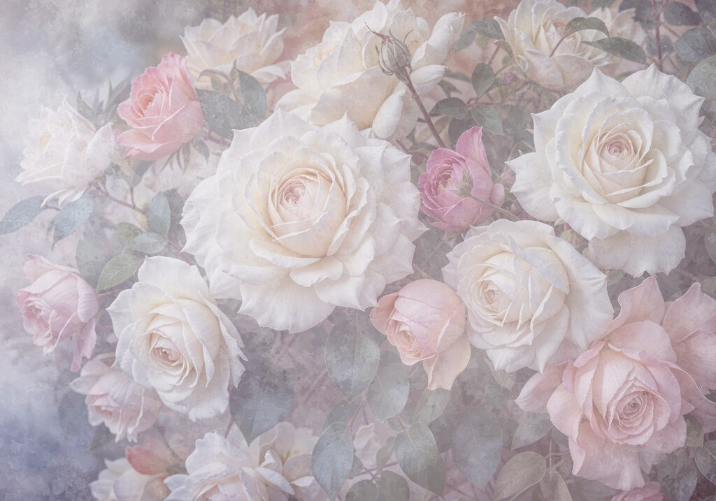Groep witte en roze rozen Groep witte en roze rozen