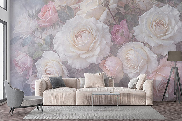 Groep witte en roze rozen Groep witte en roze rozen