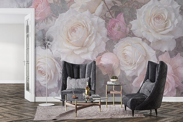 Groep witte en roze rozen Groep witte en roze rozen