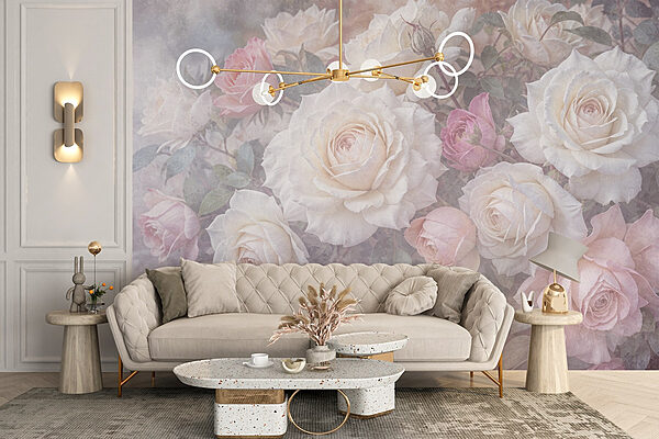 Groep witte en roze rozen Groep witte en roze rozen