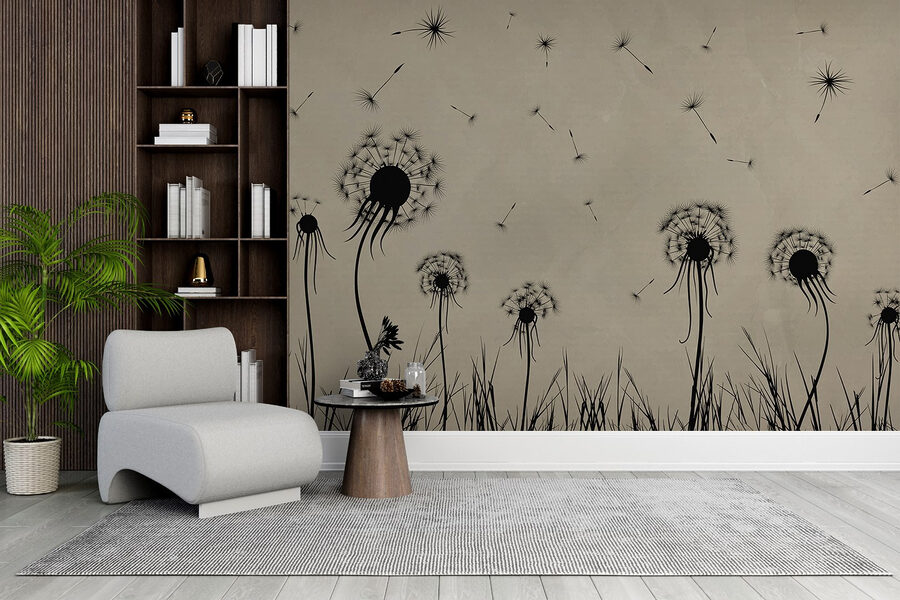 Paardenbloemen waaien in de wind