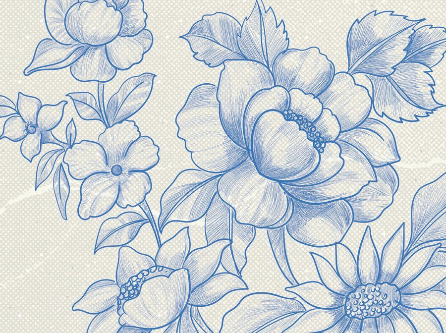 Tekening van bloemen en bladeren Tekening van bloemen en bladeren