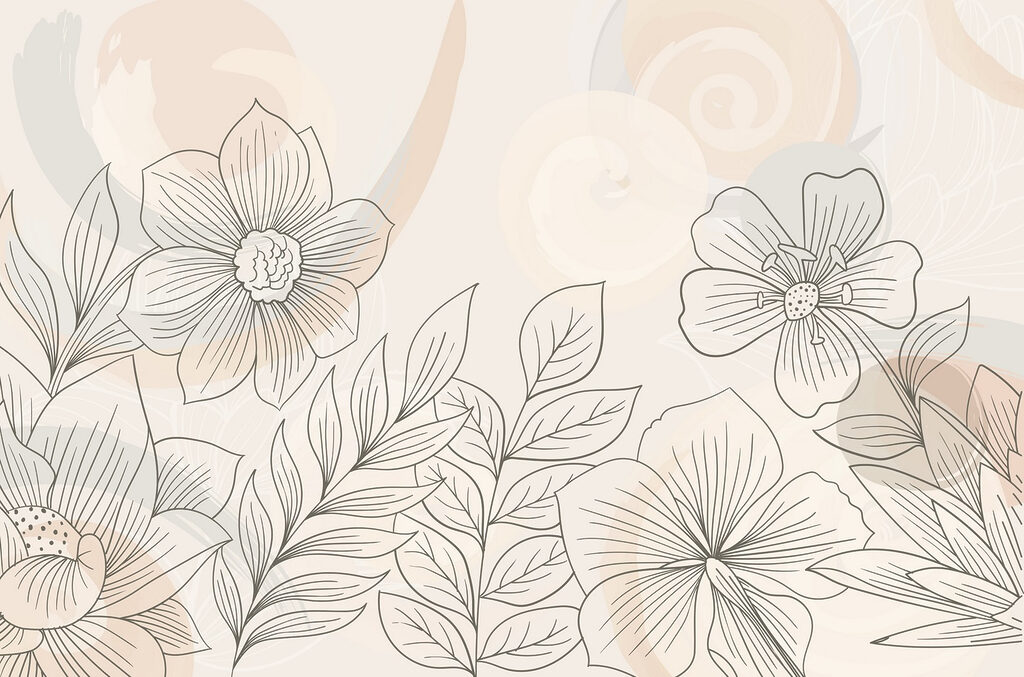 Tekening van bloemen en bladeren Tekening van bloemen en bladeren