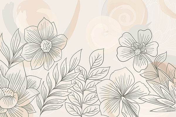Tekening van bloemen en bladeren Tekening van bloemen en bladeren