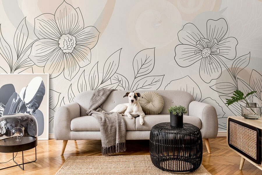 Tekening van bloemen en bladeren