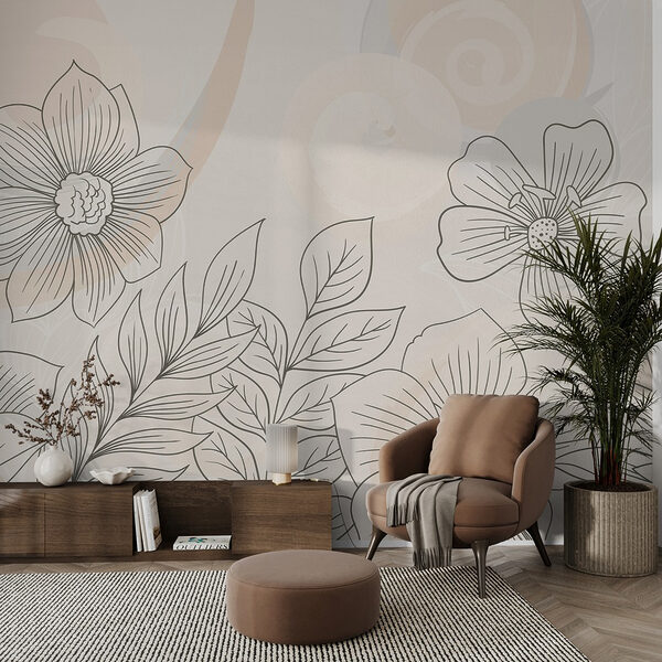 Tekening van bloemen en bladeren Tekening van bloemen en bladeren