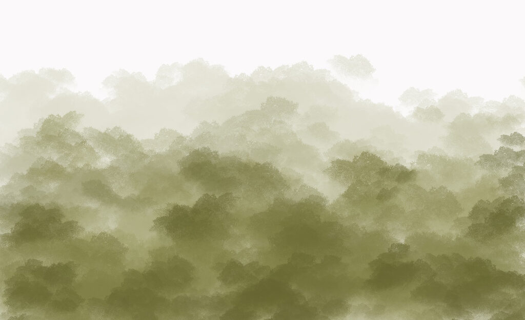 Mistig bos met groene rook Mistig bos met groene rook