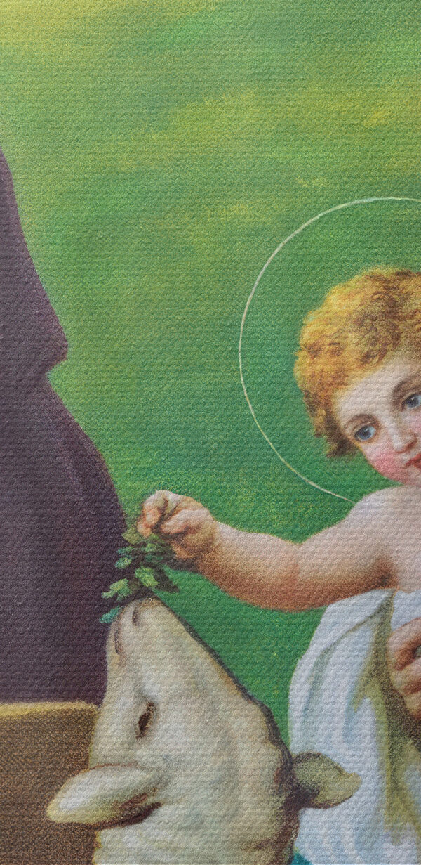Schilderij van een man en vrouw die een baby vasthouden Schilderij van een man en vrouw die een baby vasthouden