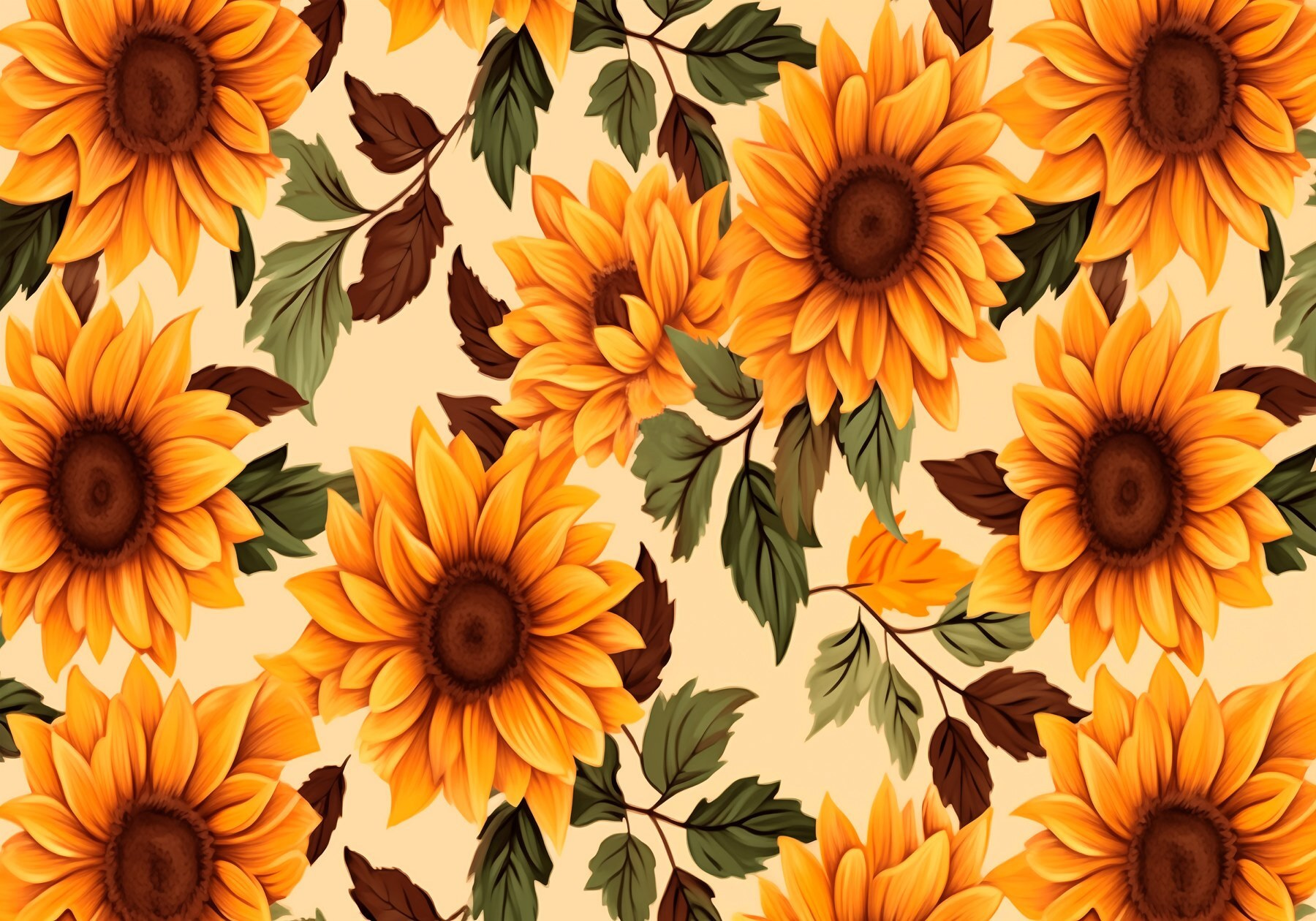 Pattern of sunflowers and leaves Pattern of sunflowers and leaves
