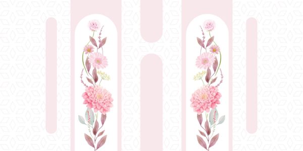 Roze bloemen en bladeren op een witte achtergrond Roze bloemen en bladeren op een witte achtergrond
