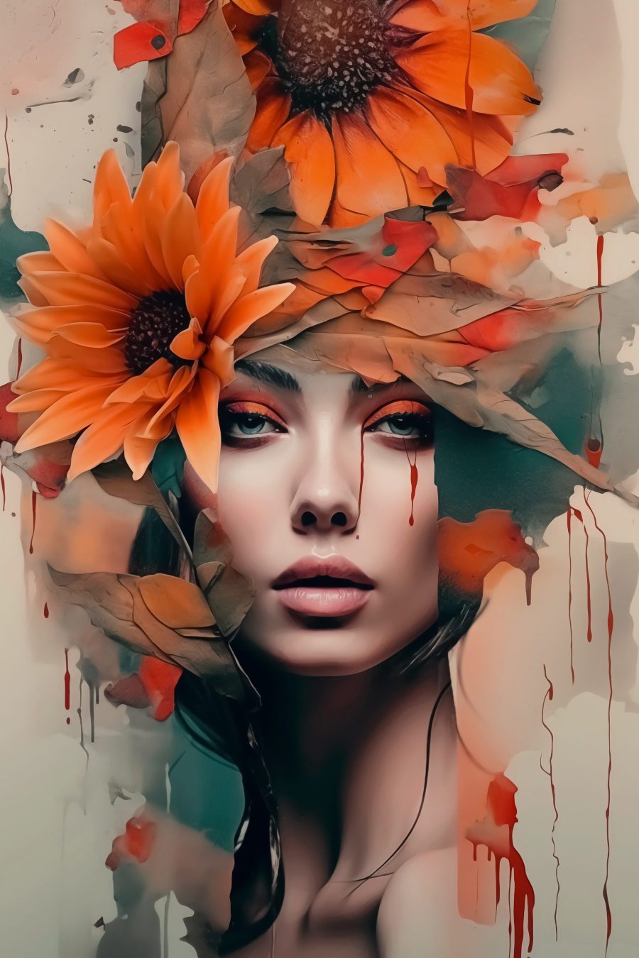 Vrouw met bloemen in haar haar