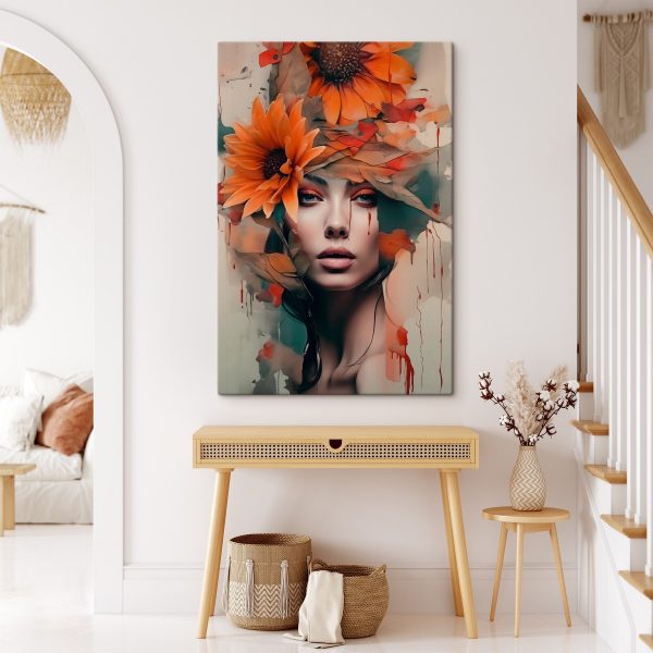 Vrouw met bloemen in haar haar Vrouw met bloemen in haar haar