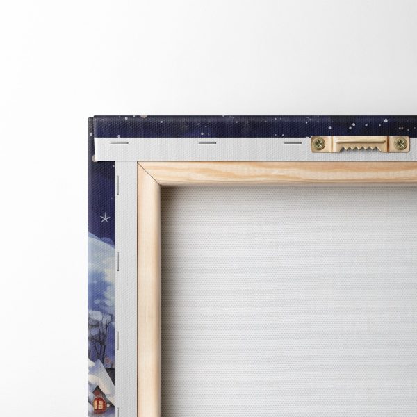 Schilderij van een besneeuwd dorp Schilderij van een besneeuwd dorp